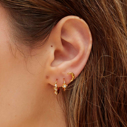 Gaia Pearl Hoops Silver